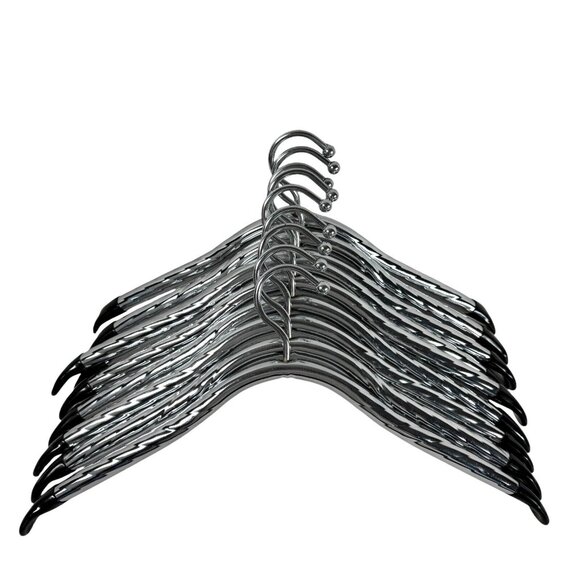 Lee Rowan Silver Heavy Duty Thick Clothes Hangers Lot Of 9